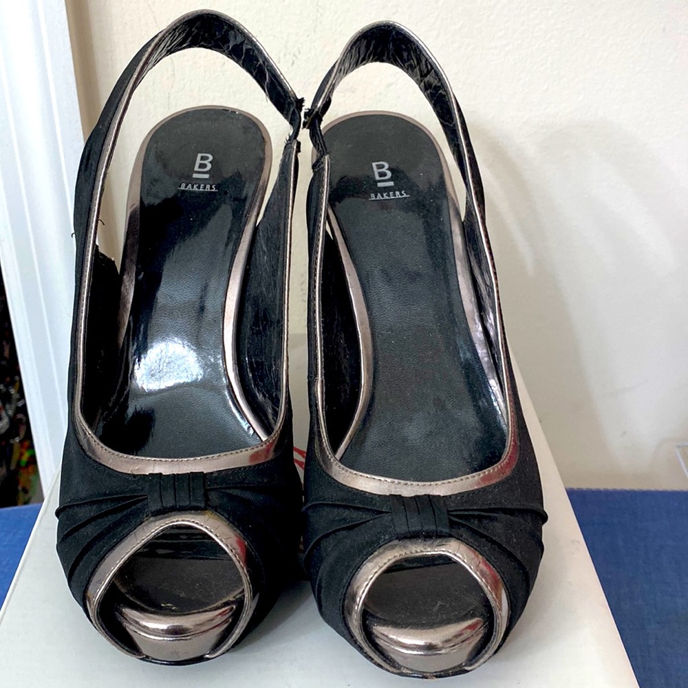 Bakers- Black Satin Sandal